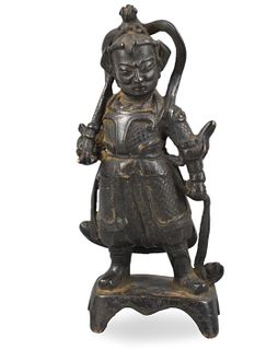 Chinese Bronze Cast Guardian Figure,Ming Dynasty