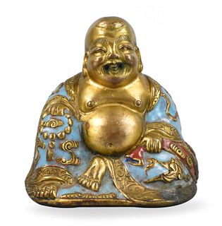 Champleve & Gilt Copper Repousse Buddha,19th C.