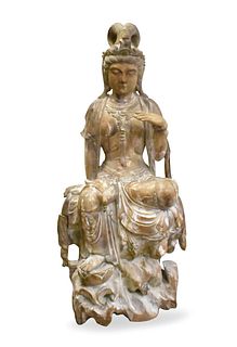 Massive Chinese Wood Carved Guanyin Figure,19th C.