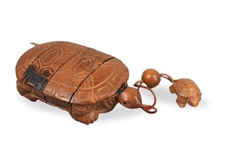 Japanese Turtle Shaped Boxwood Inro,Meiji Period