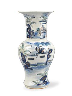 Chinese Doucai Glaze YenYen Vase w/ Figure,18th C.