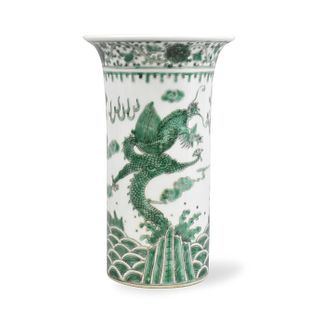 Chinese Green Glazed Dragon Gu Vase, 19th C.