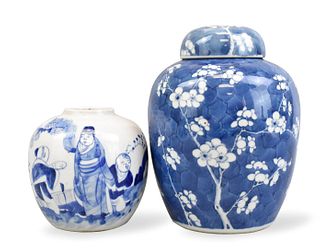 2 Chinese Blue & White Jars,19th C.