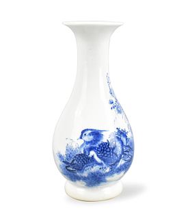 Chinese Blue & White Vase w/ Bird & Flower, ROC P.