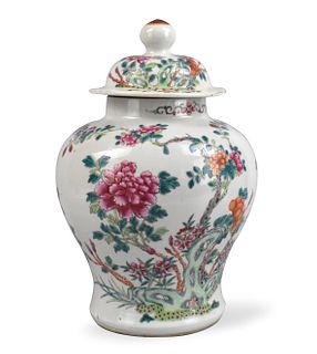 Chinese Famille Rose Floaral Covered Jar,19th C.