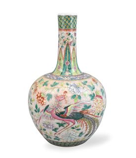 Chinese Famille Rose Dragon & Phoenix Vase,19th C
