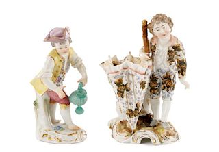 Meissen Porcelain Figurine & Figural Spill Vase