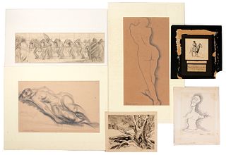 Natalie Eynon Grauer (American, 1894-1955) Crayon on Paper Drawings