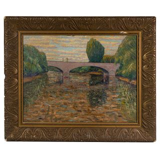 W. W. Purvis (American, 20th Century) 'The Gull Street Bridge' Oil on Canvas