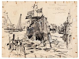 Charles Dixon (British, 1872-1934) Ink on Paper