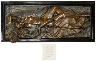 Bill Mack (American, b.1944) 'Affection' Bronze Relief Sculpture