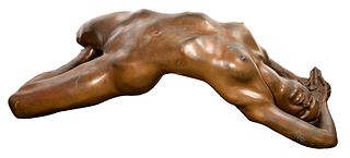 Richard Hallier (American, 1944-2010) 'Stretch' Bronze Sculpture