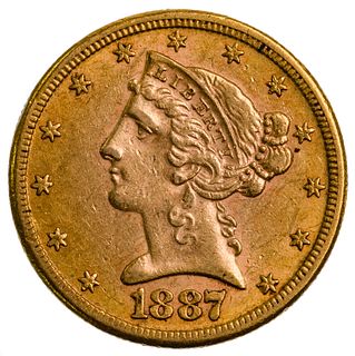 1887-S $5 Gold XF