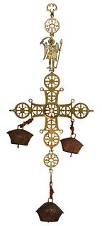 Greek Pendant Cross Brass Candle Holder