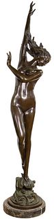 (After) Auguste Moreau (French, 1861-1906) Bronze Nude Sculpture