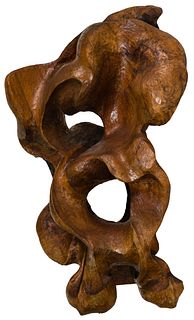 MCM Carved Wood Abstract Sculpture