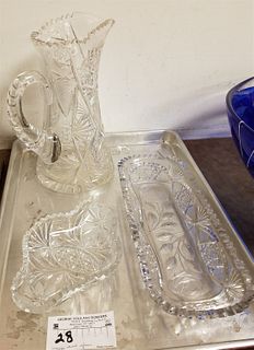 TRAY CUT GLASS INCL 10" PITCHER