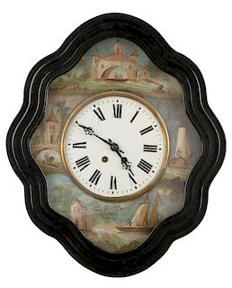 French Hand Painted Bakers Wall Clock, 20th C.