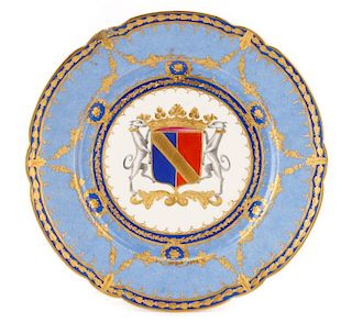 Sevres Armorial Heraldic Porcelain Cabinet Plate