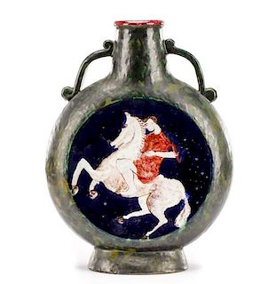 French Faience Moon Flask, Montigny-sur-Loing
