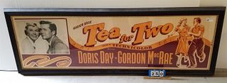 VINTAGE FRAMED MOVIE POSTER "TEA FOR TWO" W/ DORIS DAY AND GORDON MACRAE 24" X 6'10"