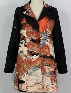 Cranes and Feather Pines Trench Coat