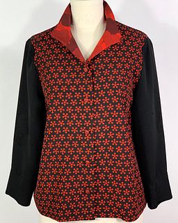Red and Black Basic Hitoe Top  