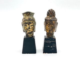 Vintage Chinese Bronze Male and Female Heads