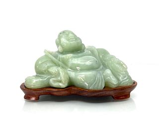 Chinese Hardstone Laughing Buddha with Stand