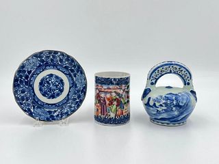 3 Chinese Vintage Blue and White Porcelains