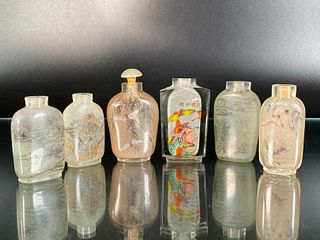 Six Reverse Painted Snuff Bottles