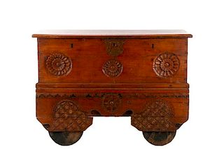 Balinese Carved Wheeled Dowry Chest
