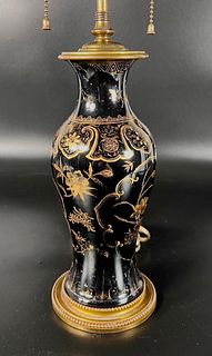 Chinese Black Glazed Vase Fitted as Table Lamp