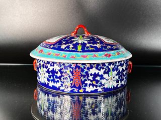 Chinese Polychrome Glazed Covered Dish