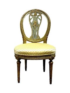 Louis XVI Green Painted Side Chair, 18thc.