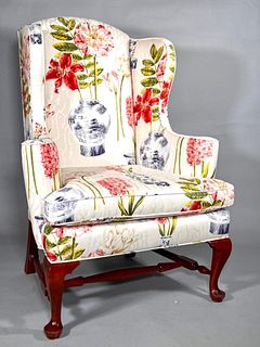 Queen Anne Style Wingback Armchair