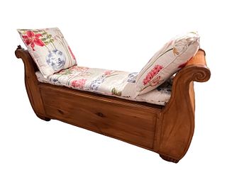 Pine or Maple Scroll Arm Bench