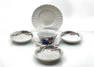 6 Japanese Antique Arita Porcelain Dishes
