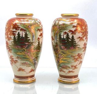 2 Japanese Antique Antique Satsuma Vases
