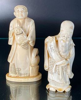 2 Japanese Bone Sculptures