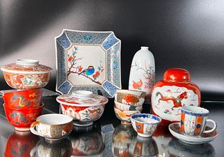 14 Japanese Vintage Kutani-style Porcelains