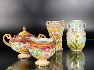 4 Japanese Vintage Hand Painted Nippon Porcelains