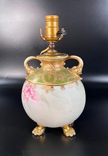 Nippon Hand painted Vase Fitted as Table Lamp