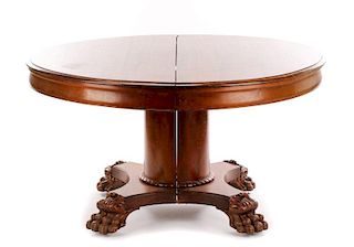 Late Classical Carved Mahogany Banquet Table