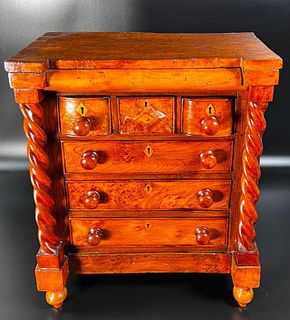 Burl Wood Miniature Chest of Drawers