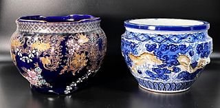 Two Glazed Ceramic Jardinieres