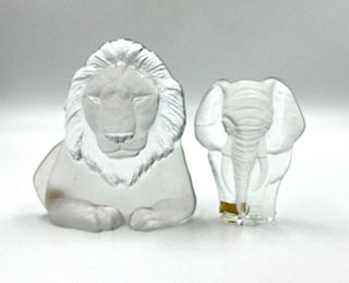 Two Mats Jonasson Crystal Animal Sculptures