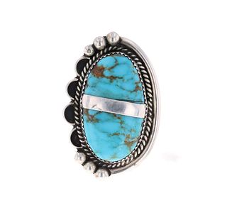 Navajo Sterling Silver Turquoise Men's Ring