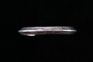 Navajo Sterling Silver Raised Rim Tooled Bracelet
