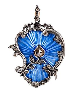 Faberge Style, Diamond and Guilloche Pendant